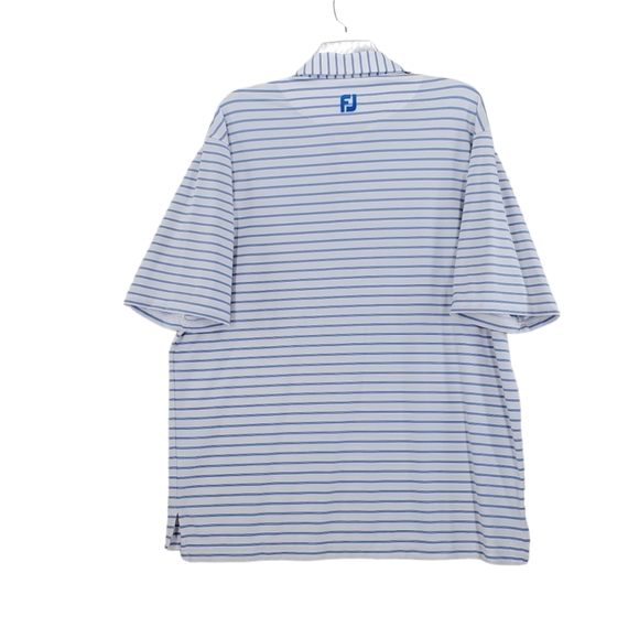 FootJoy Golf Polo Shirt Blue White Striped Mens XL Long Tail Stretch Perfotmance - Picture 7 of 10